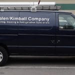 A Palen/Kimball Company: Cooling, Heating & Refrigeration Specialists van featuring custom printed exterior from Printastik in Edina, MN.