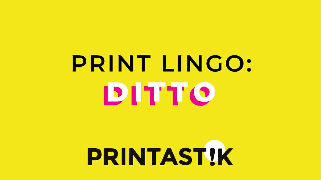 Online banner with a yellow background with black text and ditto in white and pink with Printastik logo